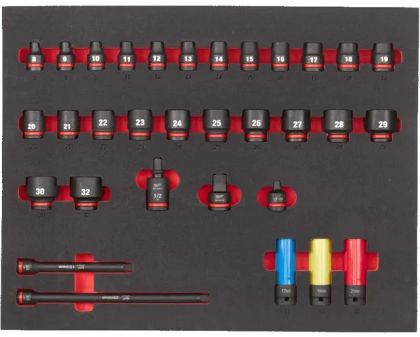 Milwaukee Iskusokärkisarja vaahtomuovissa 1/2 k 32 osaa